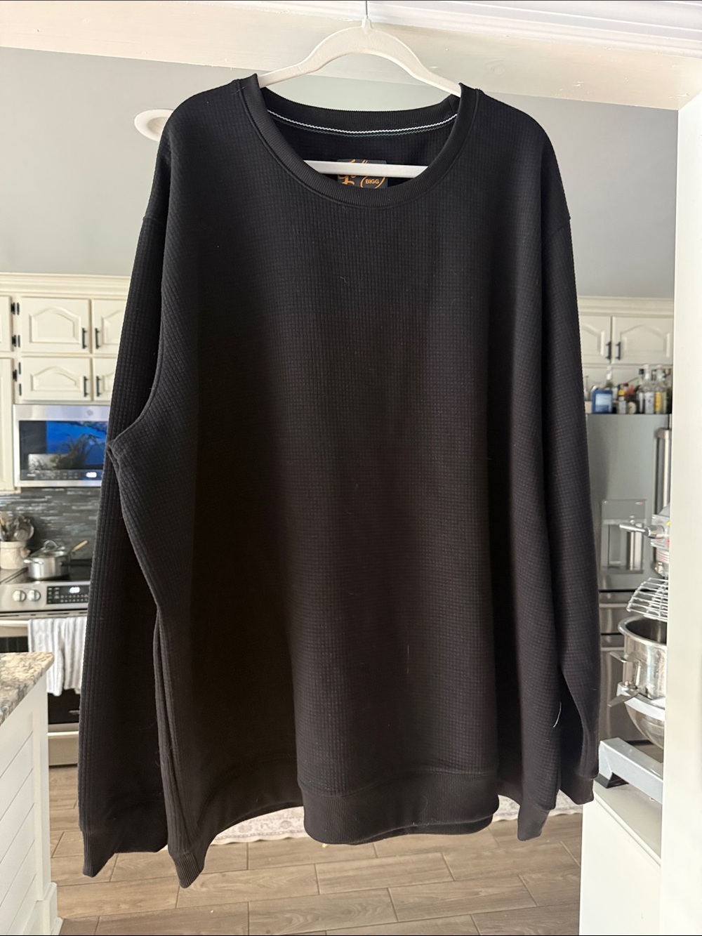 Men's Black Waffle Crewneck Sweater